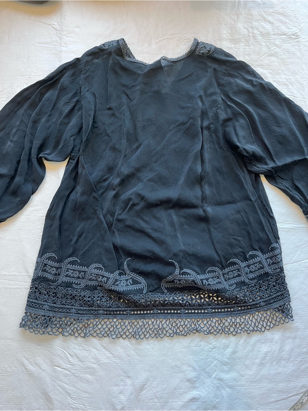 Johnny Was Black Embroidered Tunic Top Eyelet - Picture 11 of 11